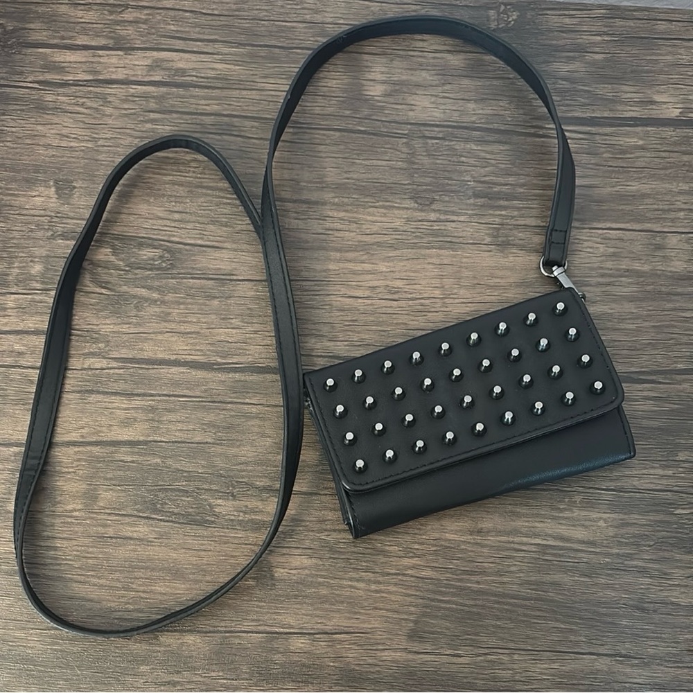 Black studded crossbody bag purse
